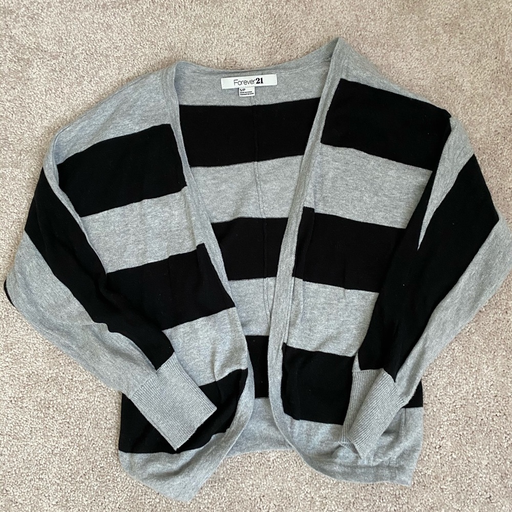 Grey and black striped cardigan
